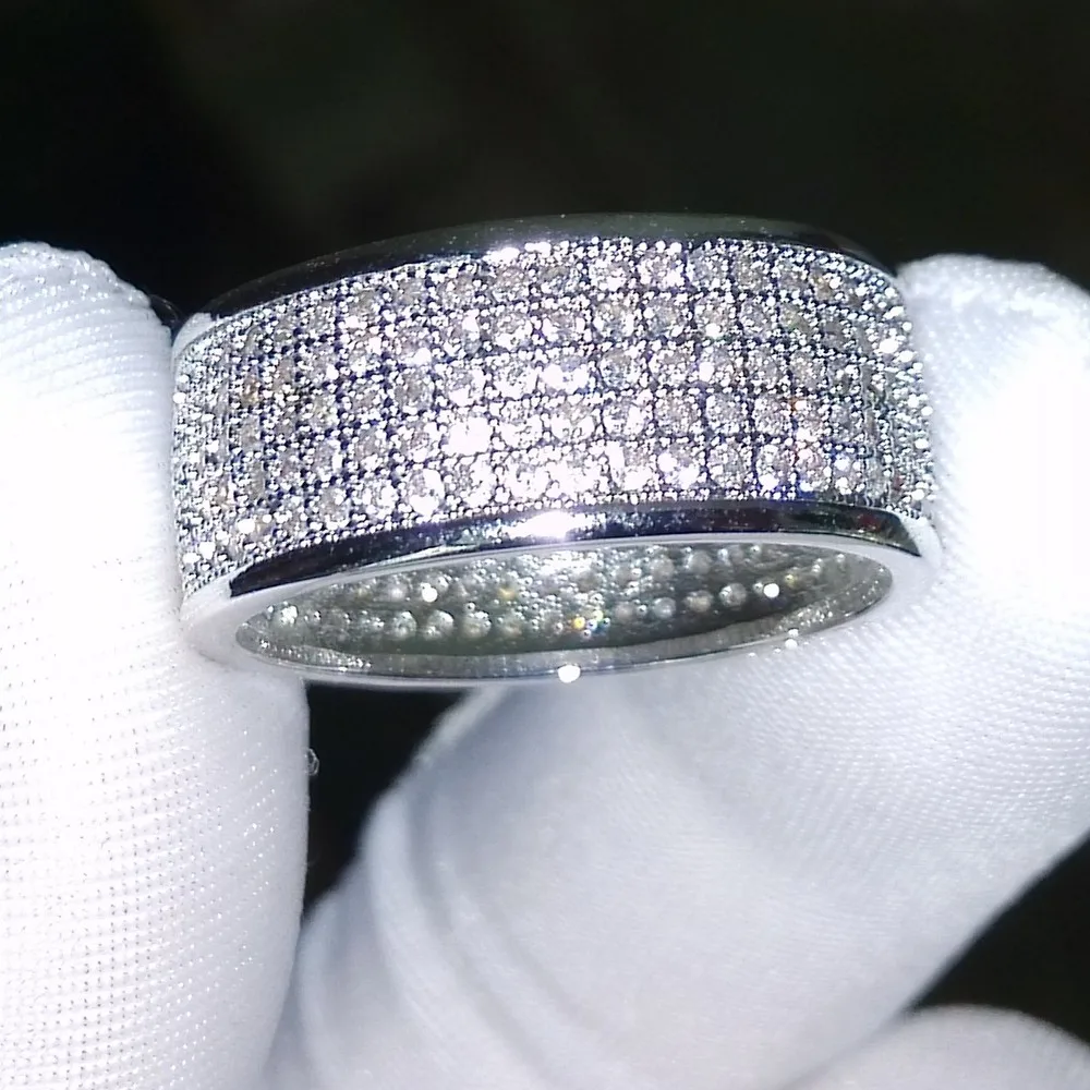 Choucong Wieck круглое кольцо 250 шт имитация камней 10KT белое золото заполненное кольцо набор Sz 5-11