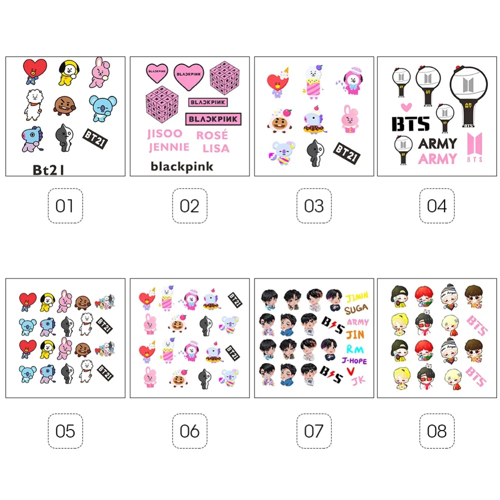 KPOP lindo BLACKPINK BT21 patrón pegatinas cuaderno lácteos adorno