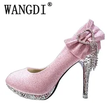 2017 New Fashion Sexy Women Silver Rhinestone Wedding Shoes Platform Pumps Red Bottom High Heels Crystal Shoes Gold Black Pink