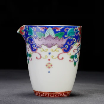 

Creative Handmade Porcelain Fair Cup Hand Painted Enamel Pattern Cha Hai Chinese Kung Fu Tea Set Accessories Coffee Milk Mug Cup