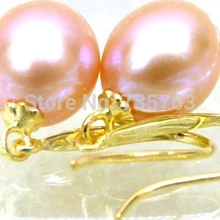 Xiuli 00258 8.5*9 мм AAA+++ падение розовый akoya морской жемчуг мотаться hook серьги 14KGP желтое золото