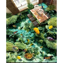 3D стикер прозрачный морских существ Ванная комната пол живопись кухня Балкон ПВХ обои самоклеющиеся этаж