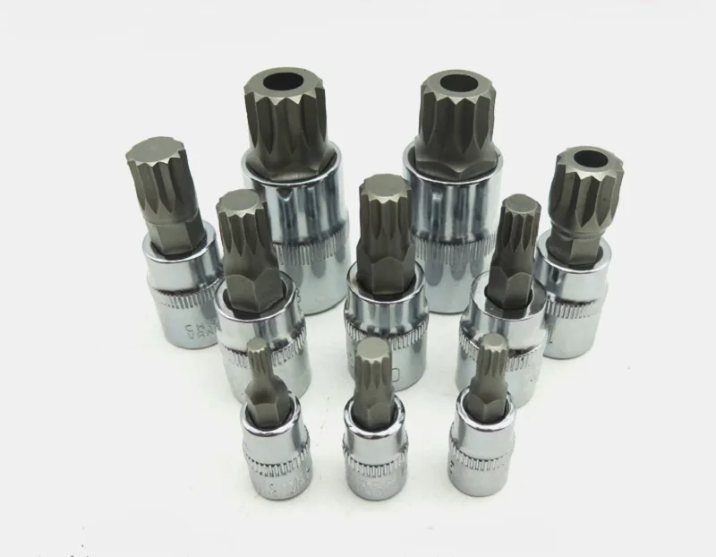 New 10pcs/set 12 Point Spline Bit 12 Screwdriver Socket Set For Tamper