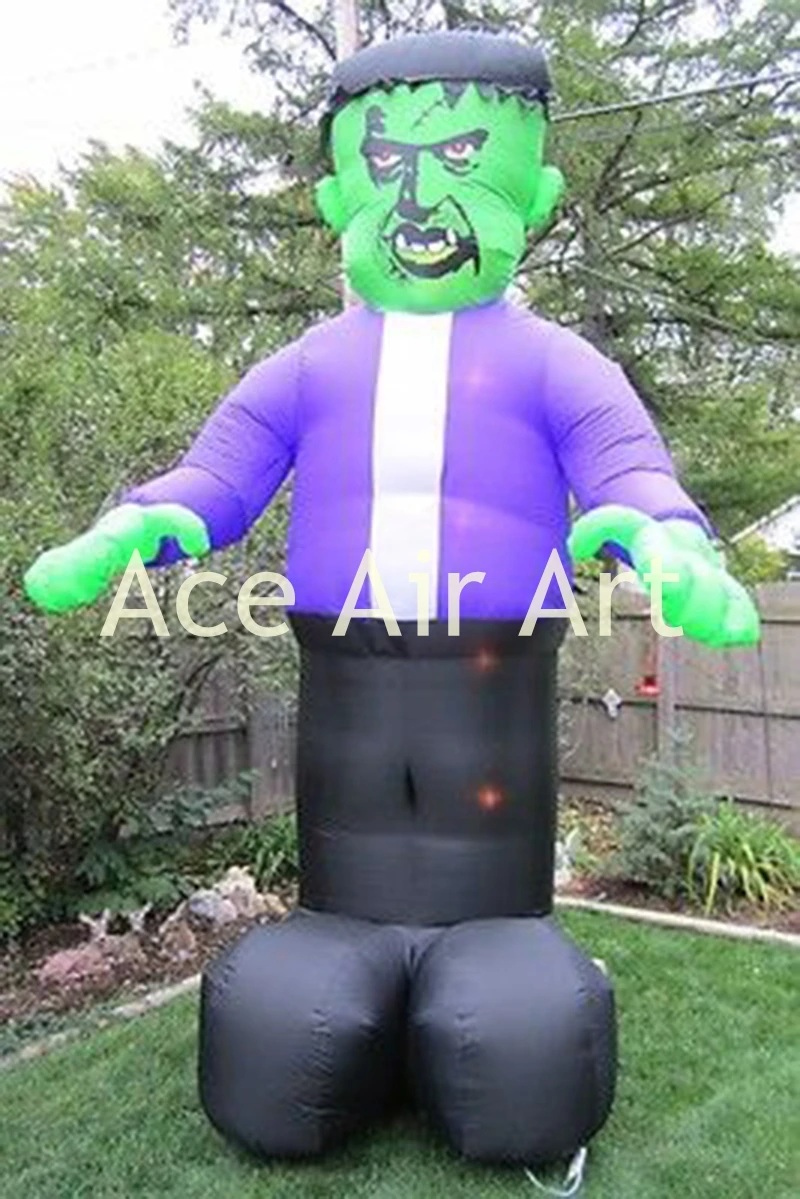 Halloween decoration item green inflatable Frankenstein in purple cloth
