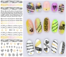 DS128 New Water Transfer Nails Art Sticker English Letter Little Element Nail Wrap Sticker Tips Manicura Nail Foil Transfer