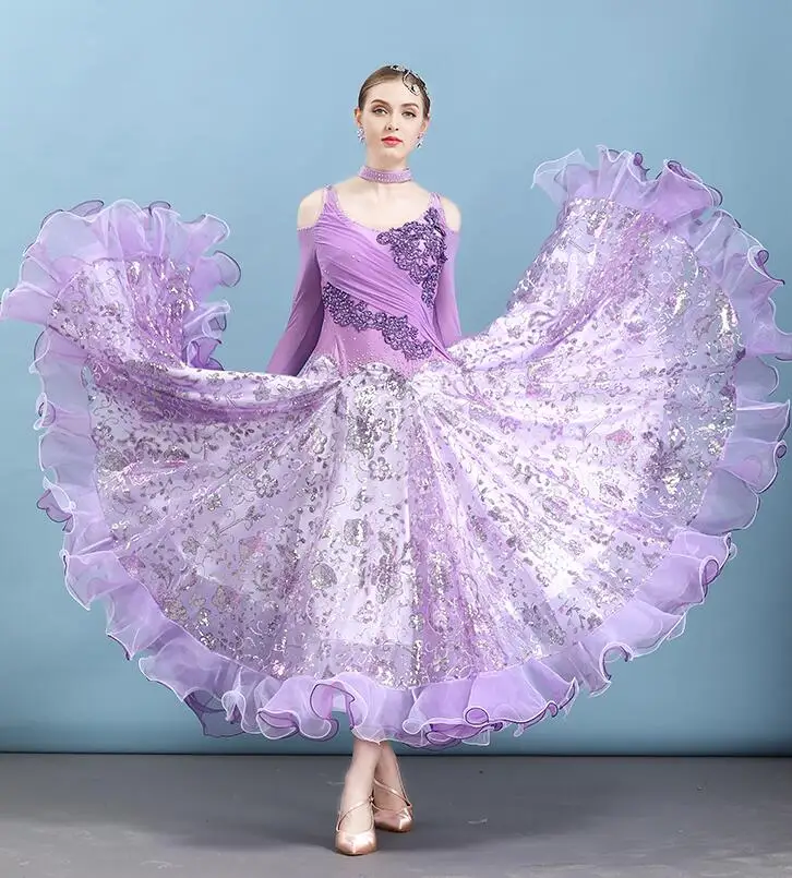 Ballroom Dance Dress Modern Waltz Standard Competition Rhinestone Dress