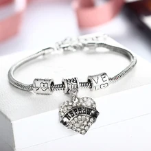 Любовное сердце с кристаллами горного хрусталя, браслет для погребения, цепочка, браслет для семьи, женский кулон, подарки, ювелирные изделия, очаровательные браслеты Для Тети