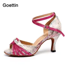 Goettin Salsa бальные туфли профессионального размера плюс обувь для латинских танцев для женщин Скидки распродажа Дамская линия Высокий каблук ПУ сандалии 7099