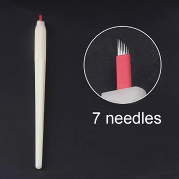 

DHL Free shipping 100pcs 3D manual disposable sterilized red #7pin blade needle pens permanent makeup embroidery tattoo handle