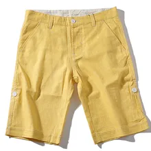 Летние модные новые мужские повседневные изысканные льняные шорты ярких цветов/мужские прямые свободные удобные шорты