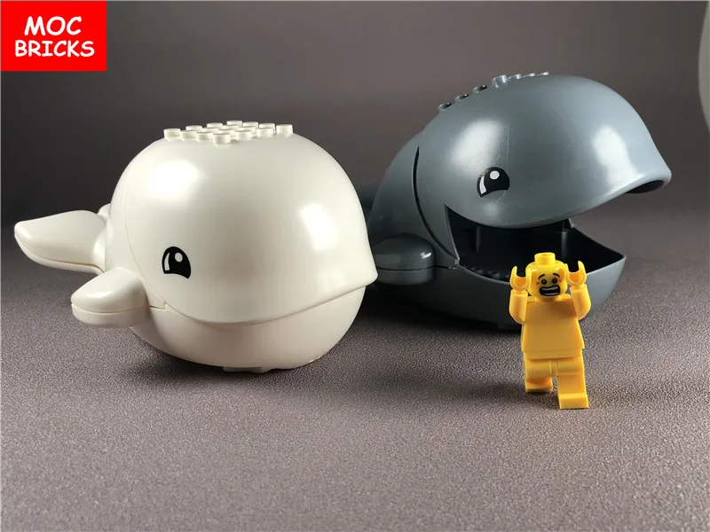 

10pcs/lot MOC Bricks Animal Whale Marine Animals Fish Zoo Accessories figures Educational Building Blocks Toy for kids Xmas Gift