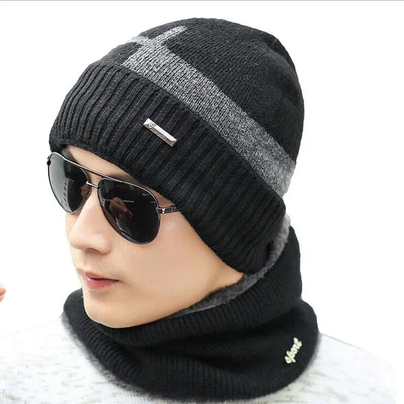 

SUOGRY Winter Beanies Men Scarf Knitted Hat Caps Mask Gorras Bonnet Warm Baggy Winter Hats For Men Women Skullies Beanies Hats