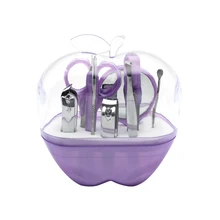 Ножницы для бровей из нержавеющей стали, набор косметических зеркал для стрижки ногтей(розовый