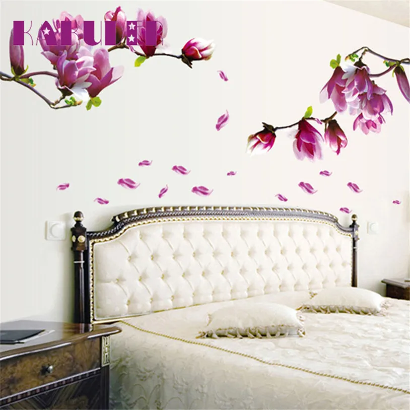 

KAKUDER Fresh Magnolia Flower Wall Sticker Home Decor Decal Removable PVC U70410