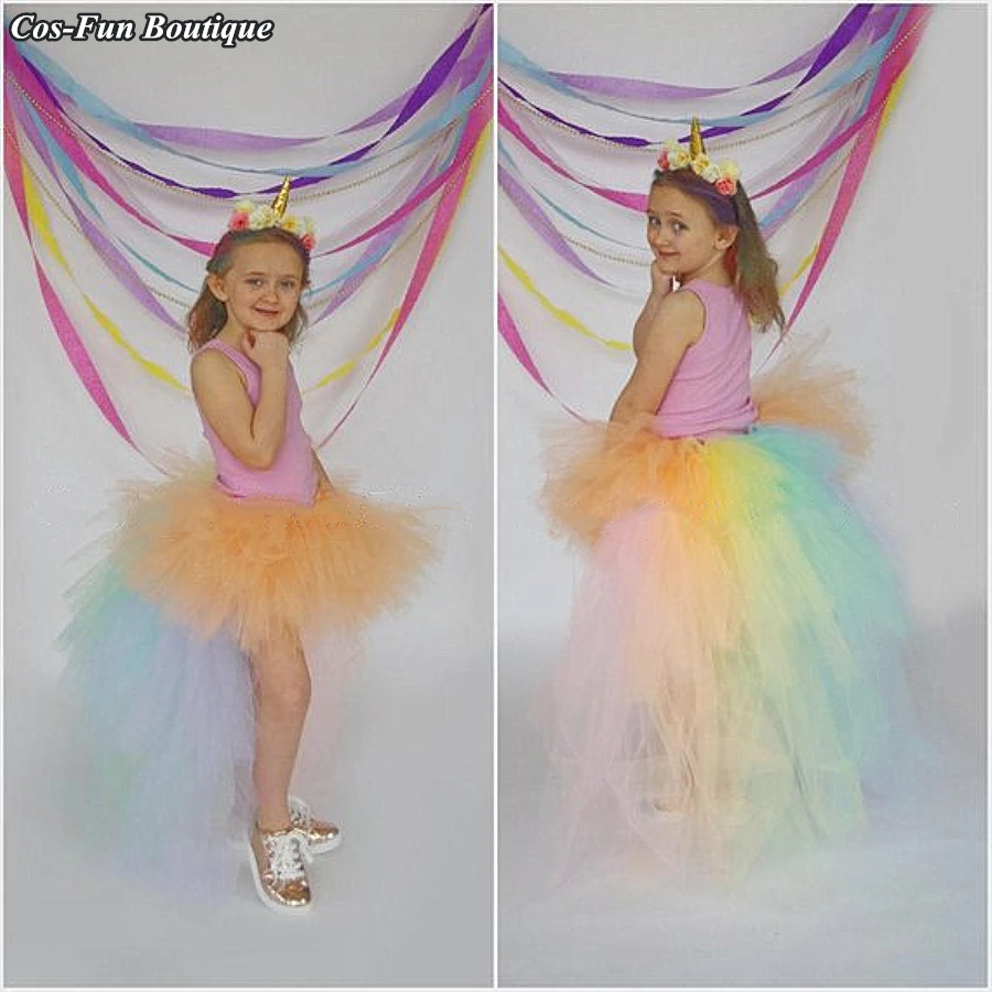 

Pastel Rainbow Bustle Tutu Skirt Peach Unicorn Birthday Halloween Costume Little Girl Kids Children Baby Toddler Teen Girl Skirt