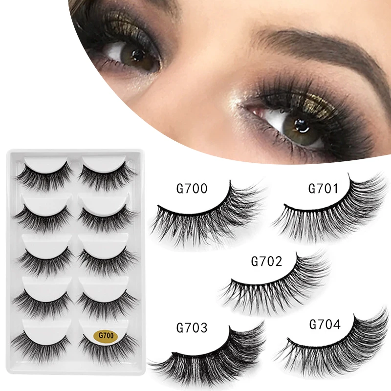 

5 Pair False eyelash Mink Eyelashes Natural Long Strip 3d mink lashes make up fake eye lashes extension cilio lash Fast Ship