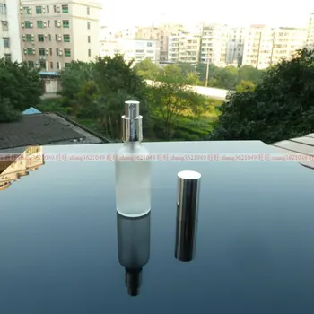 

50ml clear frosted Glass perfume Bottle With aluminum shiny silver mist sprayer. perfume atomizer bottle container