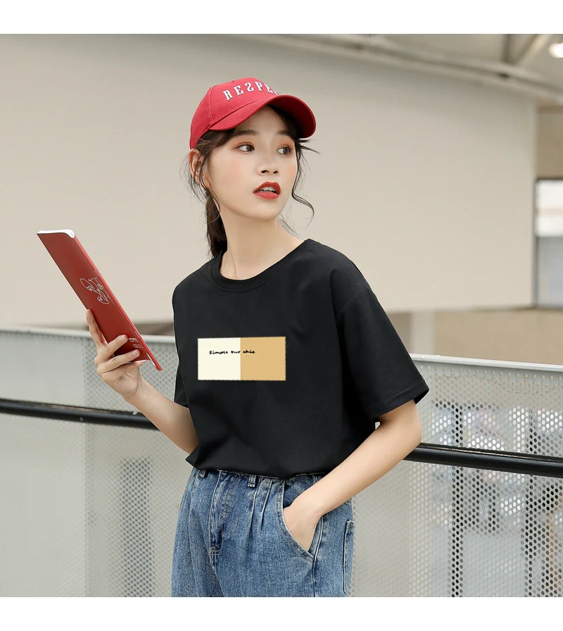 New Women T-shirts Casual Harajuku Letter Printed Tops Tee Summer Female Short Sleeve Cotton Loose Korean Tumblr T Shirt Clothes (9)