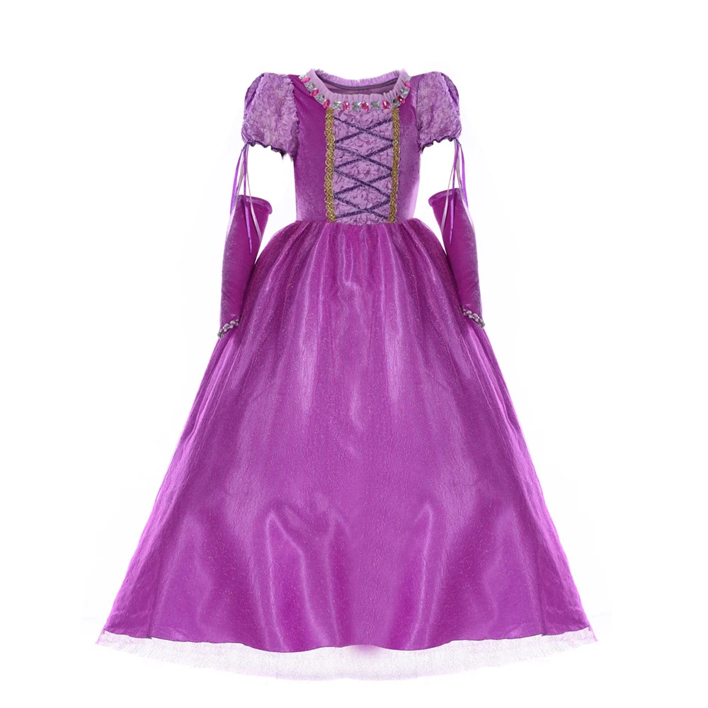 Модные детские наряды, вечерние платья для девочек с кристаллами, костюм Рапунцель для детей - Цвет: 2pcs