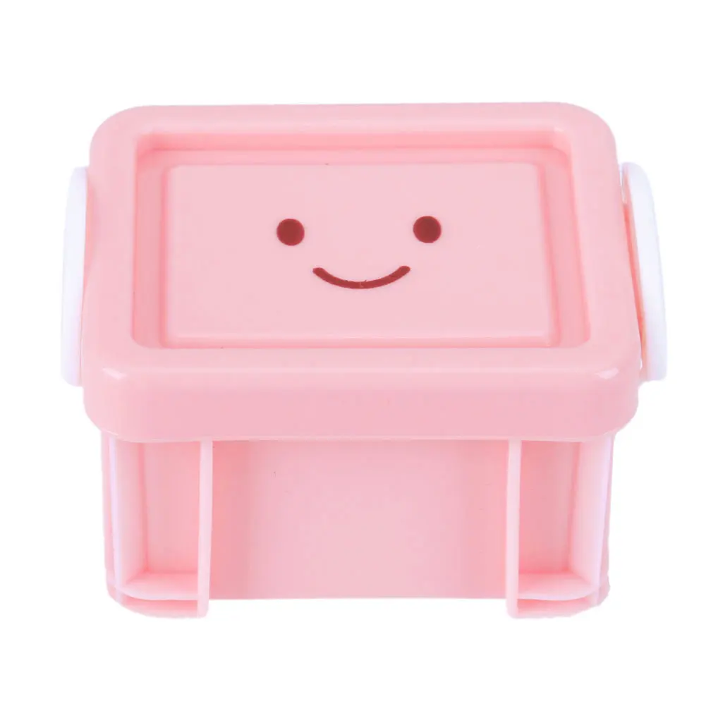 Мини-Настольная коробка для хранения, пластиковые серьги и кольца, коробка для хранения косметики, коробка для хранения мелких вещей, анти-потеря, чехол для стола - Цвет: Smile Pink