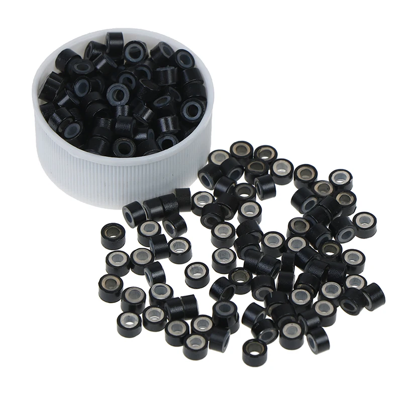 1000 pcs 5mm silicon lined Micro Links Rings Beads Hair Feather Extensions 6 Colors Optional