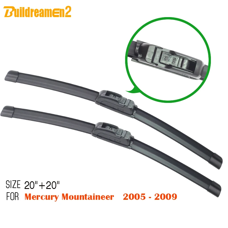 

Buildreamen2 Car Bracketless Soft Rubber Wiper Windscreen Windshield Wiper Blade 1 Pair For Mercury Mountaineer 2005-2009