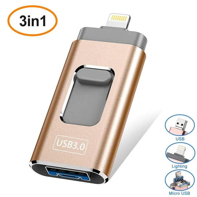 USB Pendrive iPhone Flash Drive 3-in-1 Lightning OTG 128GB Usb