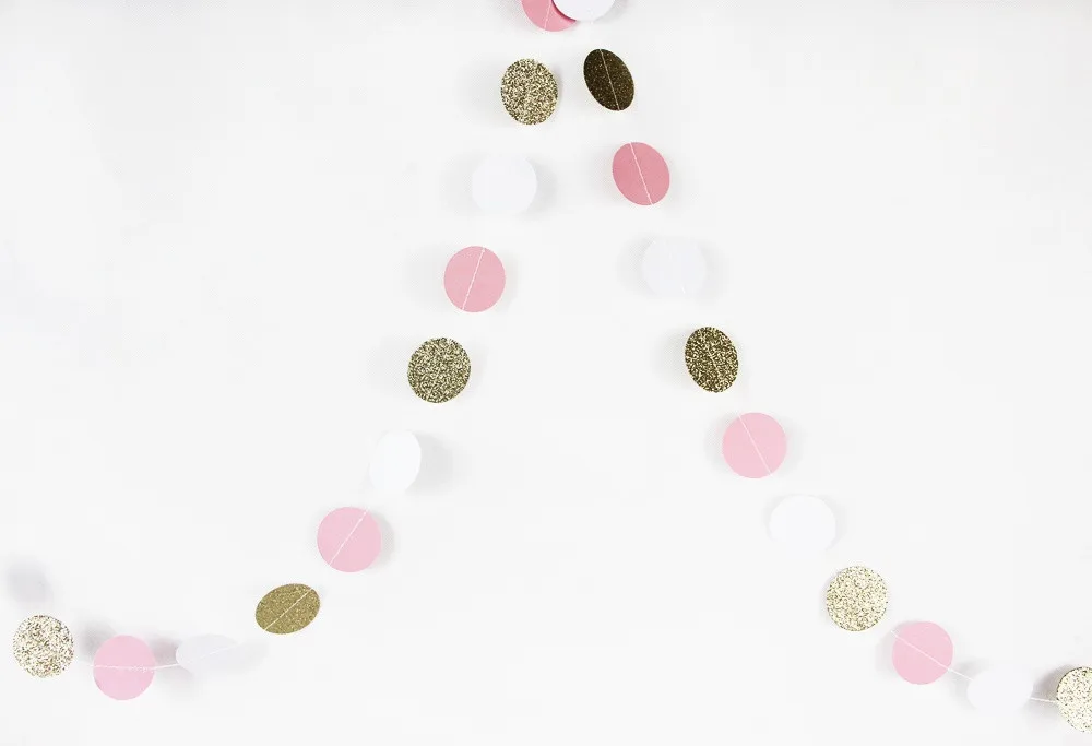 Cosplay&ware Champaign Goldpinkwhite11 Feet Circle Garland Polka Dots Paper Photo Baby Shower Bridal Wedding -Cosplayware Store