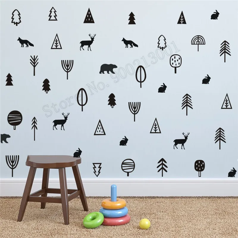 

Room Decoration Kinds of Animals And Tree Woodland Wall Sticker Small Pattern DIY Poster Vinyl Removeable Mural Beauty LY527