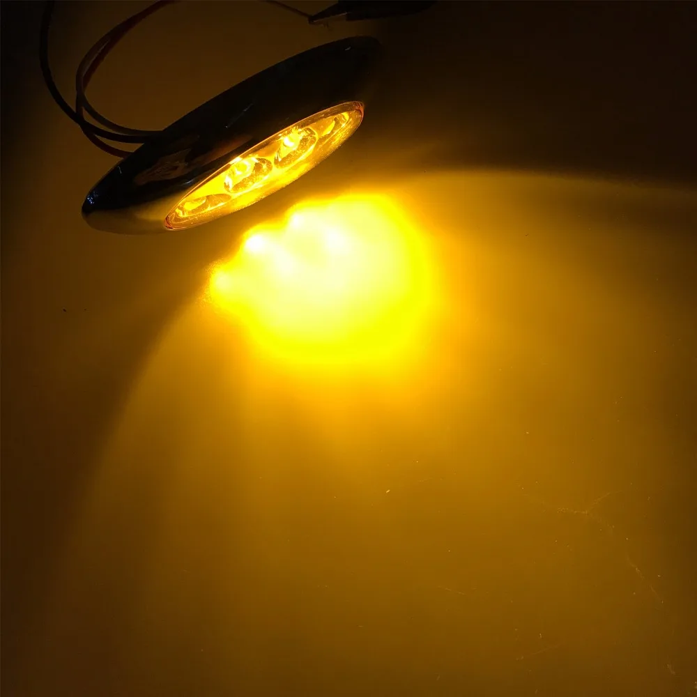 Keyecu Янтарный " 6 светодиодный супер яркий Овальный боковой габаритный светильник указатель поворота светильник с хромовым кольца с покрытием для грузовых прицепов 10-30 в
