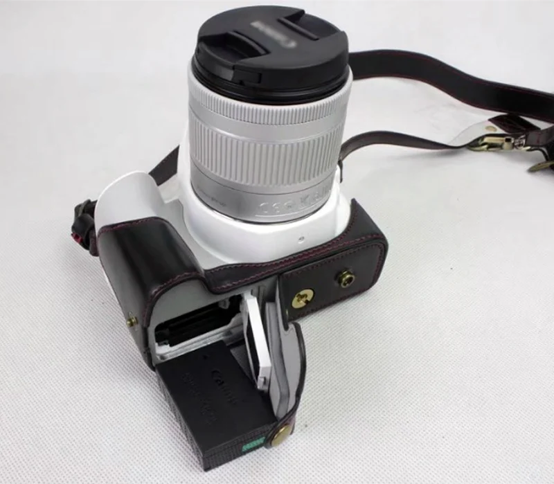 Роскошный чехол-сумка из искусственной кожи для камеры Canon EOS 200D 200DII 200D2 KISS X9 Rebel SL2 SLR с ремешком и съемным аккумулятором