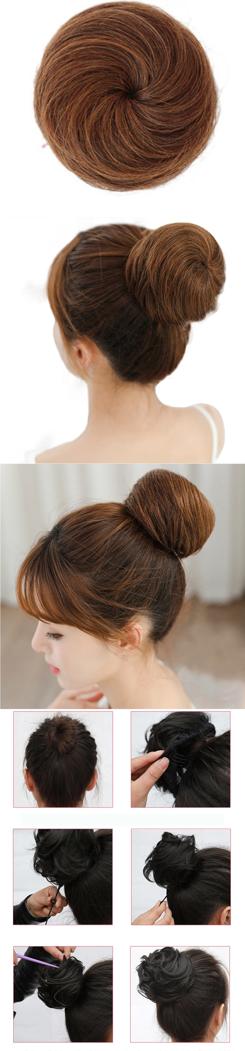 WTB термостойкие синтетические шиньоны короткие прямые волосы Chignon клип в волос Для женщин прически