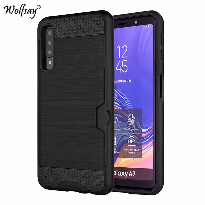 Силиконовый чехол для Samsung Galaxy A7 2018 жесткий телефона держатель карт | Мобильные