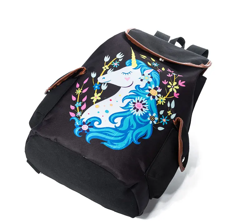 Miyahouse цветной повседневный рюкзак с принтом единорога, женский рюкзак на шнурке, стильный парусиновый рюкзак для путешествий для девочек, школьная сумка