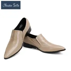 Christia Bella Туфли под платье Для мужчин s Бизнес кожаные туфли для отдыха модные острый носок слипоны Высота каблука обувь для Для мужчин плюс