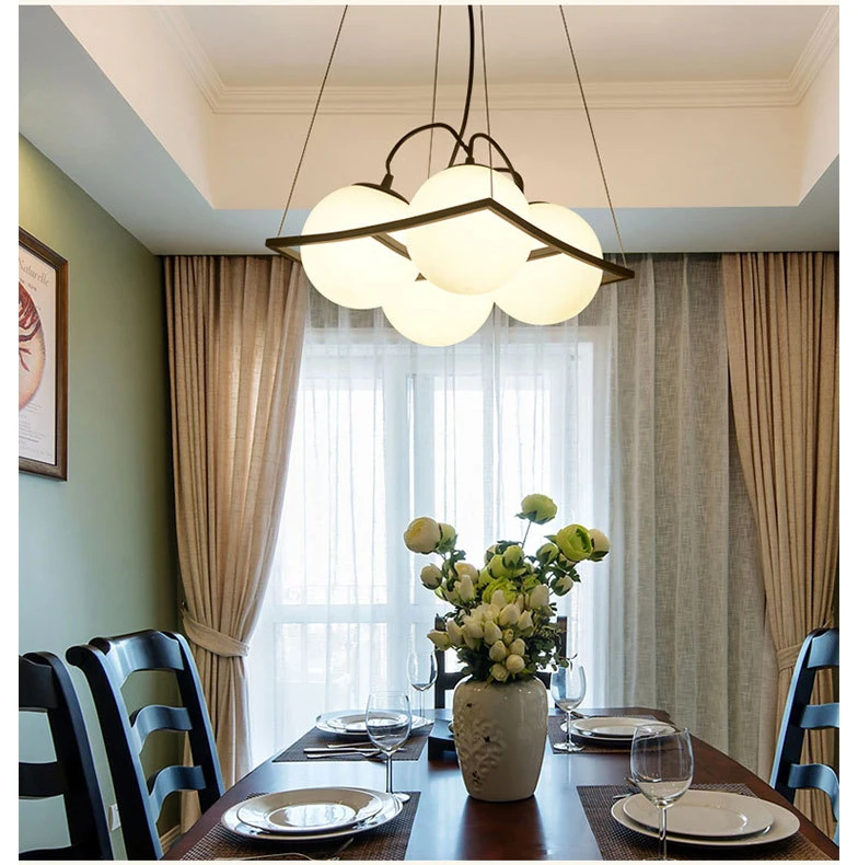 Современный скандинавский дизайн E27 черный шар светодиодный потолочный светильник люстра люстры лампа для лофт кухня гостиная спальня столовая