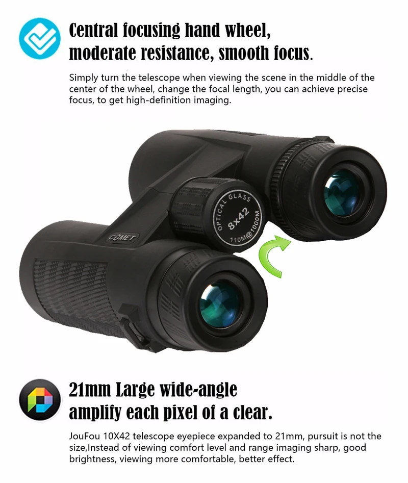 COMET 8x42 Compact Binoculars Bird Watching Waterproof Bak4 Telescope Llll Night Vision High Clarity For Tourism Hunting Camping