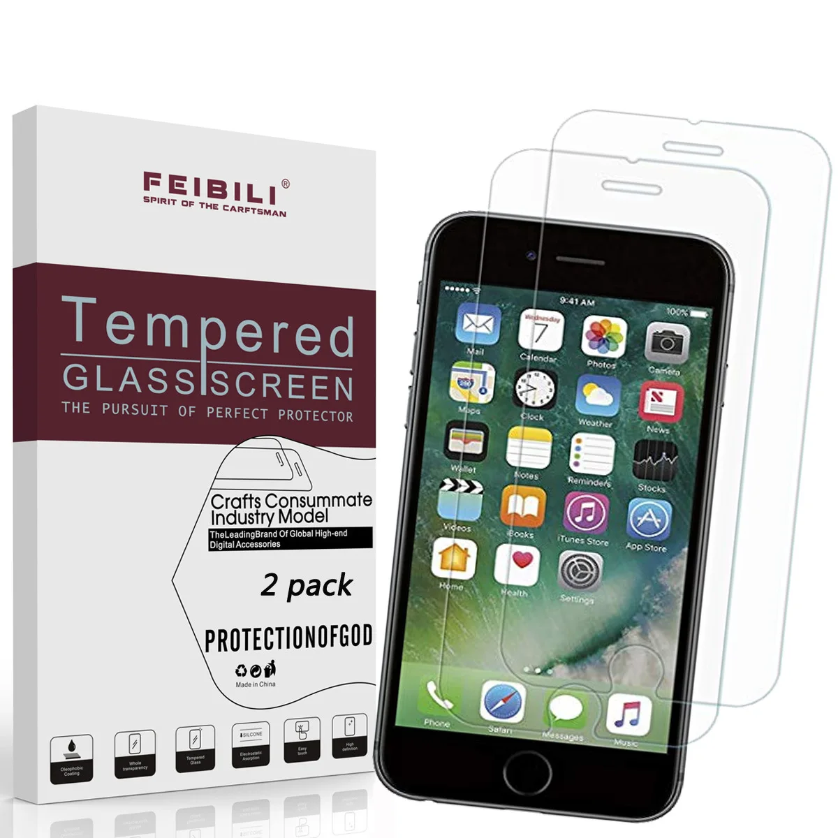 

high quality Tempered glass for iphone 6 6s 7 7 plus 5s 4s 8 8plus iphone 7 screen protector Toughened glass for iphone 7 X 6