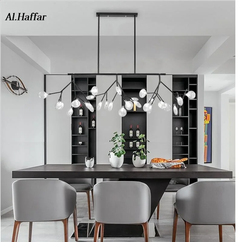 Modern LED New Creative pendant lights firfly black gold rectangle pendant lamp for dinning room Kitchen