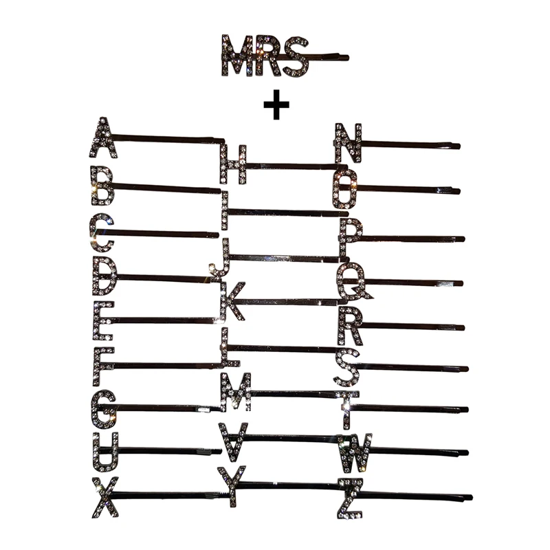 Свадебные аксессуары для волос Blingbling слова заколки для волос "MRS+ A до Z" буквы Заколка-невидимка для волос 2 шт./компл. слова Hairslide