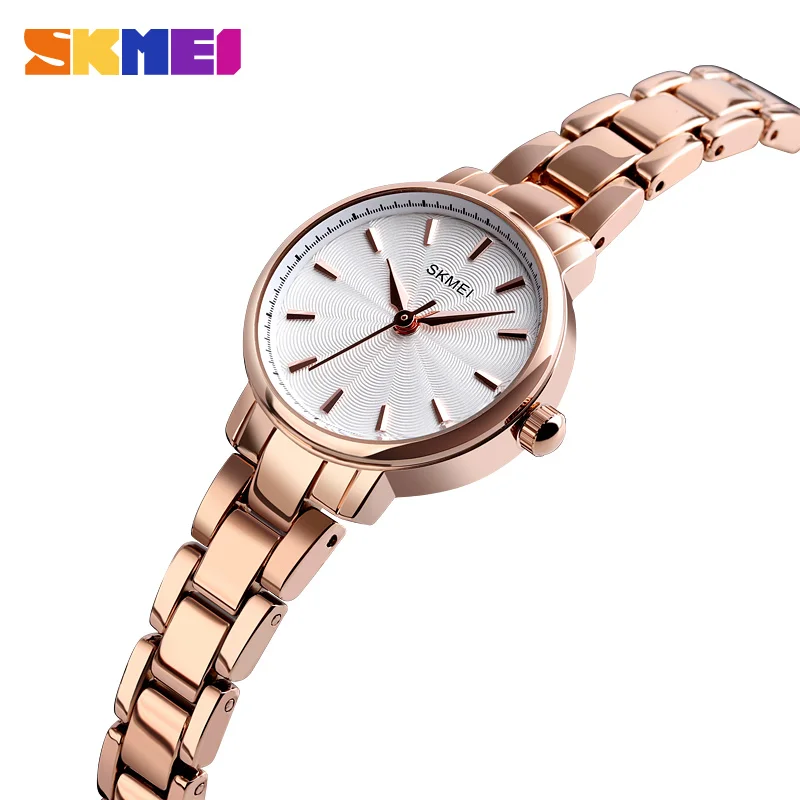 Cena SKMEI zegarek kwarcowy kobiety moda damska zegarki na rękę wodoodporna stal nierdzewna kobiety zegarki luksusowe Montre Femme 1410