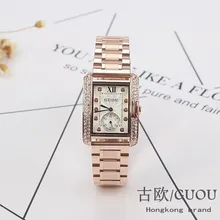 HK Brand Gold Steel Watch retro Fashion Square Diamond bracelet Ladies Quartz Luxury Woman Gift Wristwatches