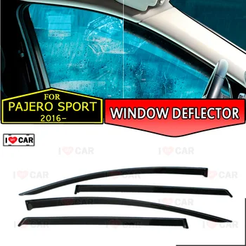 

Window deflector for Mitsubishi Pajero Sport 2016- car window deflector wind guard vent sun rain visor cover car decor