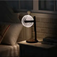 Креативный Сферический 3D ночник светодиодный деревянный художественный акриловая настольная лампа EU/US Plug спальня детская комната украшение дома освещение