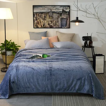 

Luxury Blanket Bedspread Waffle Pattern Gray Bedspread Flannel Throws Solid Color Spring Summer Bedspread Blanket for Bed