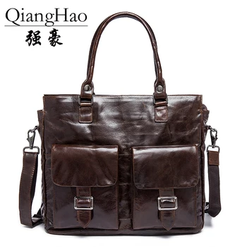 

100%Genuine Leather Briefcase Business Handbags for Man Fashion Laptop Brand Bags High Quality Large Cowskin Travel Bag