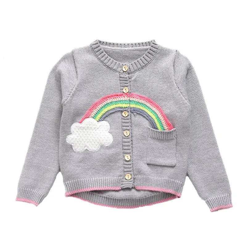 MBBGJOY Children Sweater Spring Baby Girls Rainbow Clouds Sweater Kids
