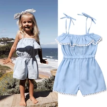 От 1 до 7 лет для маленьких девочек; Летний комбинезон без рукавов с кисточками и оборками для маленьких девочек; комбинезоны; дизайнерские комбинезоны; одежда