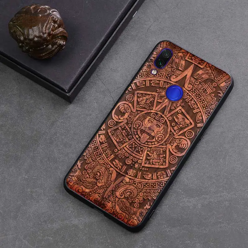 Резной деревянный ящик для Xiaomi redmi note 7 Xiaomi redmi note 7 pro противоударный чехол TPU бампер чехол redmi note 7 Чехол деревянный корпус - Цвет: 1