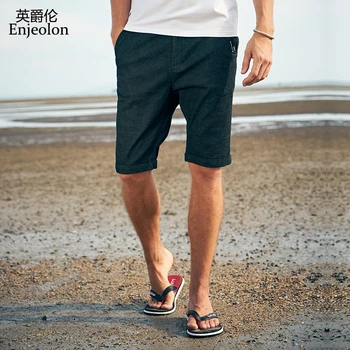 

Enjeolon top 2020 Summer casual jeans Shorts Men cotton Sim solid base black jeans Available Knee length High Quality K6437